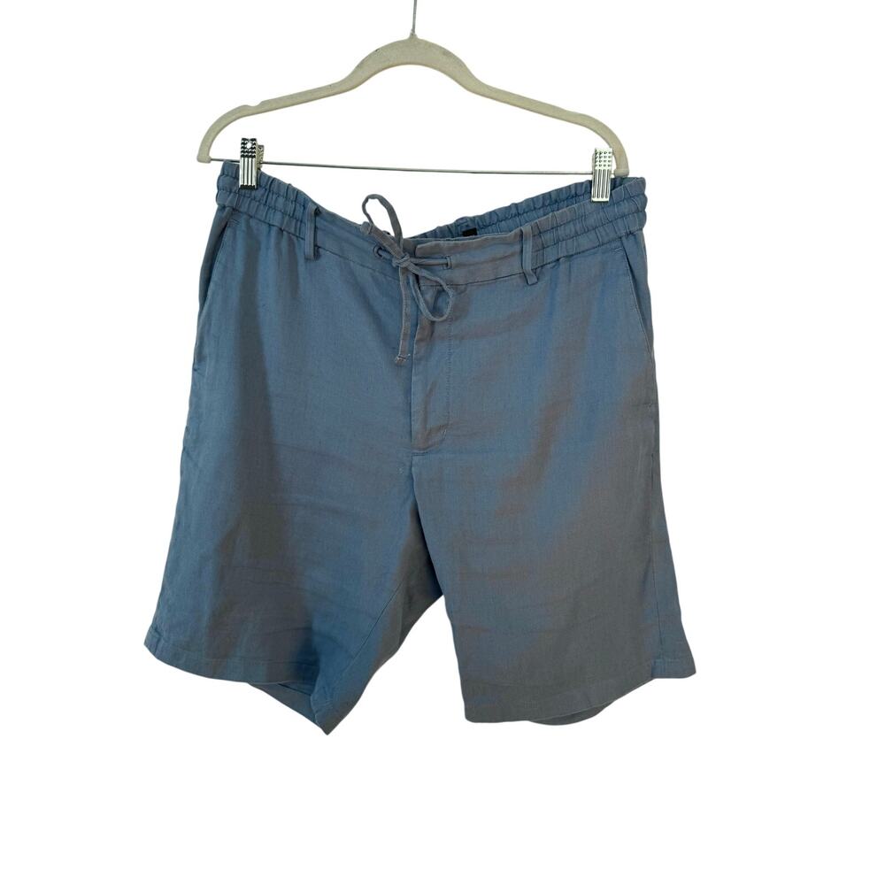 Vince Shorts Men's Large Linen Blend Blue Drawstring Button Waist (see note)